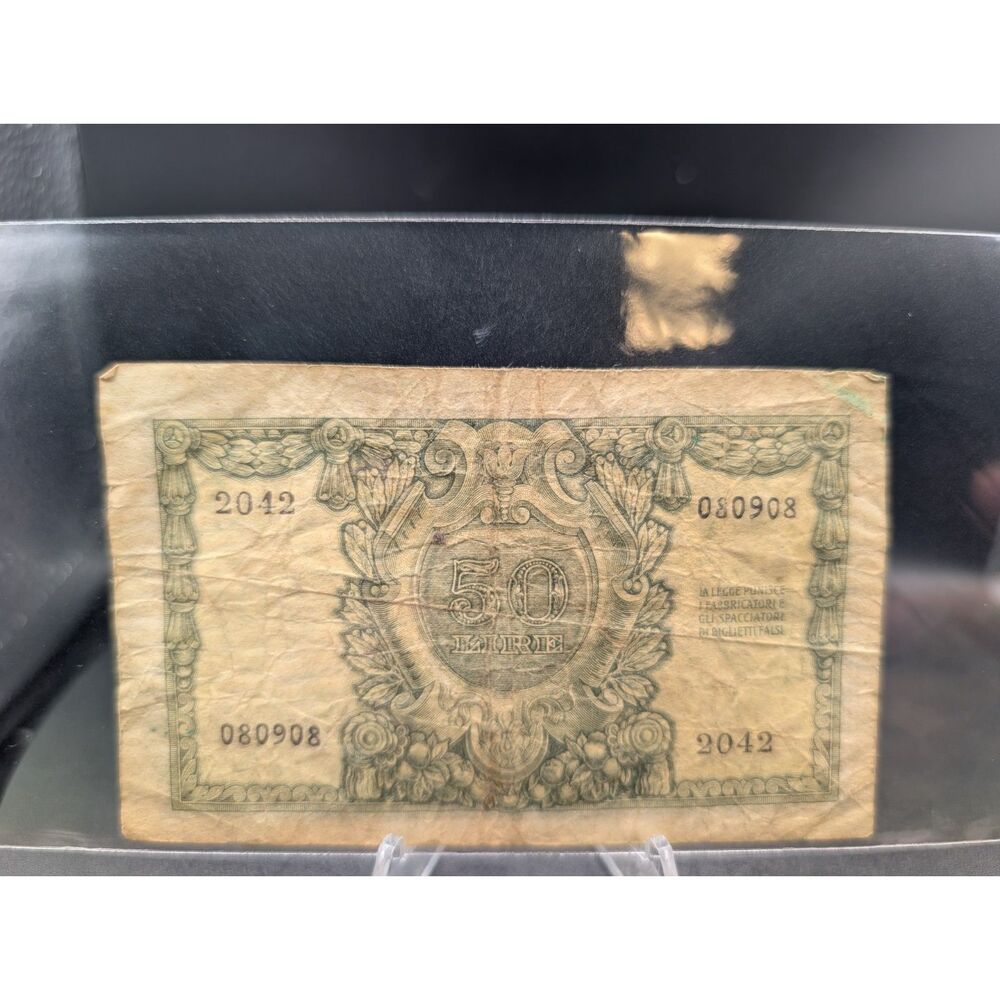 1951 Italy 50 Lire Vintage Biglietto di Stato Banknote Serial 2042 080908